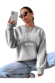 Unisex Siyah California West Baskılı Bisiklet Yaka Oversize Sweatshirt - 1