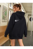 Unisex Effect Baskılı Oversize Kapşonlu Sweatshirt - 7