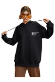 Unisex Effect Baskılı Oversize Kapşonlu Sweatshirt - 3