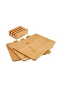 Triple 4 Parça Ayaklı Bambu Kesme Tahtası Seti 28 Cm - 7