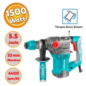 Total Kırıcı Delici 4 Kg Darbeli Matkap 1500 W Metal Beton Ahşap Elektropnömatik Delme Hilti - 1