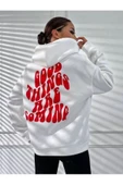 Unisex Good Things Sırt Baskılı Oversize Kapşonlu Sweatshirt - 8