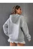 Unisex Los Angeles 91 Baskılı Oversize Kapşonlu Sweatshirt - 6