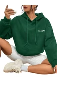 Unisex Los Angeles Baskılı Oversize Kapşonlu Sweatshirt - 1