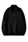 Unisex Dik Yaka Yarım Fermuarlı Oversize Sweatshirt - 5