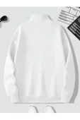 Unisex Dik Yaka Yarım Fermuarlı Oversize Sweatshirt - 7