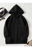 Unisex Siyah New York Baskılı Oversize Kapşonlu Sweatshirt - 2