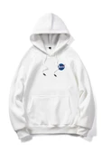 Unisex Nasa Baskılı Oversize Kapşonlu Sweatshirt - 4