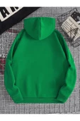 Unisex Yeşil Brooklyn Baskılı Oversize Kapşonlu Sweatshirt thumbnail 3