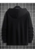 Unisex Göğüs Dikey Baskılı Kapşonlu Oversize Sweatshirt - 6