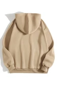Unisex Kalp Baskılı Oversize Kapüşonlu Sweatshirt - 12