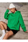 Unisex Yeşil Oversize Kapşonlu Sweatshirt thumbnail 2