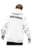 Unisex Dream Baskılı Oversize Kapşonlu Sweatshirt - 2