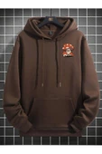 Unisex Mushroom Baskı Kapüşonlu Sweatshirt - 6