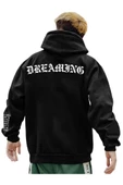 Unisex Dream Baskılı Oversize Kapşonlu Sweatshirt - 1