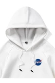 Unisex Nasa Baskılı Oversize Kapşonlu Sweatshirt - 5