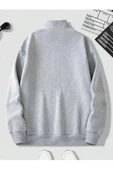 Unisex Dik Yaka Yarım Fermuarlı Oversize Sweatshirt - 9