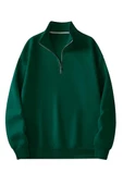 Unisex Dik Yaka Yarım Fermuarlı Oversize Sweatshirt - 6