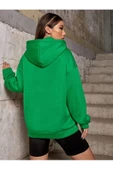 Unisex Yeşil Oversize Kapşonlu Sweatshirt thumbnail 3