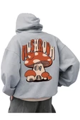 Unisex Mushroom Baskı Kapüşonlu Sweatshirt - 2