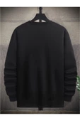 Unisex Çizgi Baskı Bisikletyaka Sweatshirt - 4