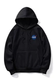 Unisex Nasa Baskılı Oversize Kapşonlu Sweatshirt - 1