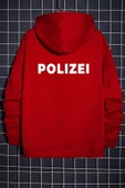 Unisex Polizei Baskılı Oversize Kapüşonlu Sweatshirt thumbnail 8