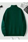 Unisex Dik Yaka Yarım Fermuarlı Oversize Sweatshirt - 12