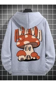 Unisex Mushroom Baskı Kapüşonlu Sweatshirt - 9