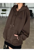 Unisex Yıldız Sırt Baskılı Oversize Kapşonlu Sweatshirt - 3