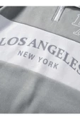 Unisex Los Angeles Baskılı Oversize Parçalı Polo Yaka Fermuarlı Sweatshirt - 9
