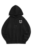 Unisex Gülücük Baskılı Oversize Kapşonlu Sweatshirt - 1