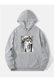 Unisex Heykel Baskılı Oversize Kapşonlu Sweatshirt thumbnail 5