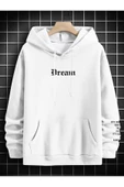 Unisex Dream Baskılı Oversize Kapşonlu Sweatshirt - 3