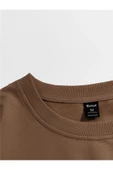 Unisex Kahverengi Chicago Baskılı Bisiklet Yaka Oversize Sweatshirt - 3