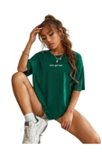 Kadın Beyaz Lets Get Lost Baskılı Oversize T-shirt - 8