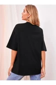 Kadın Kalp Baskılı Oversize T-shirt - 12