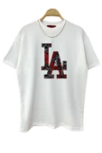 Erkek LA Baskılı Oversize Tshirt - 1