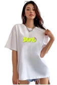 Kadın Stupid Baskılı T-shirt thumbnail 1