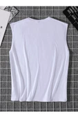 Erkek Beyaz California 91 Baskılı Kolsuz T-shirt - 2
