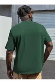 Erkek Göğüs Dikey Baskılı Oversize T-shirt - 6
