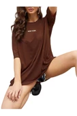 Kadın New York Baskılı Oversize T-Shirt - 3
