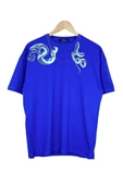 Erkek Yılan Baskılı Oversize Bisiklet Yaka T-Shirt - 5