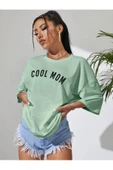 Kadın Cool Mom Baskılı Oversize Bisiklet Yaka T-shirt - 6