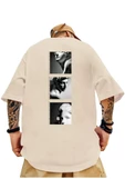 Erkek 3'lü Sırt Baskılı Oversize T-shirt - 1