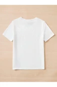 Kadın Beyaz Saç Baskılı Oversize Bisiklet Yaka T-shirt - 4