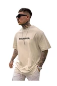 Erkek Believer Baskılı Oversize T-shirt - 2