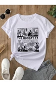 Kadın Beyaz The Monday Baskılı Oversize T-shirt - 3