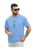Erkek Göğüs Dikey Baskılı Oversize T-shirt - 4