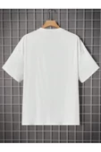 Erkek Beyaz Stylish Baskılı Oversize T-shirt - 4
